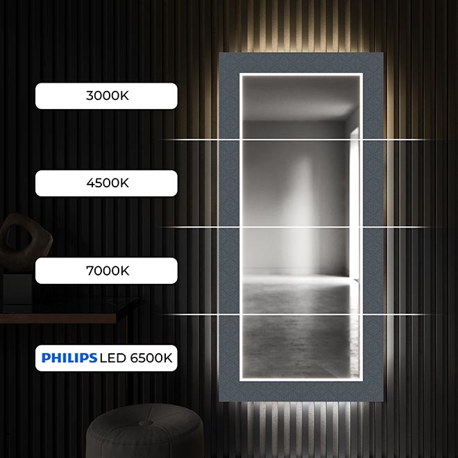 Puudutage lülitit, et kiiresti ja intuitiivselt sisse või välja lülitada LED-taustvalgustus oma dekoratiivses peeglis!