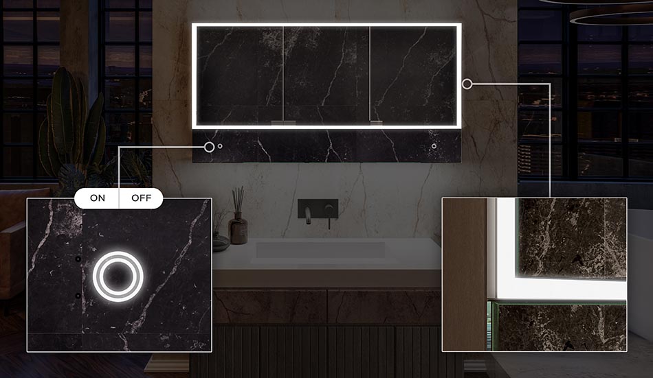 Mudel Lily – elegantne kapp valgustusega ja riiulitega | ARTFORMA