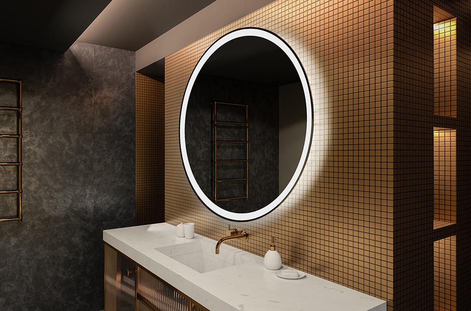 Ümmargune LED-peegel valgustuse ja ideaalse meeleolu loomiseks interjööris | ARTFORMA