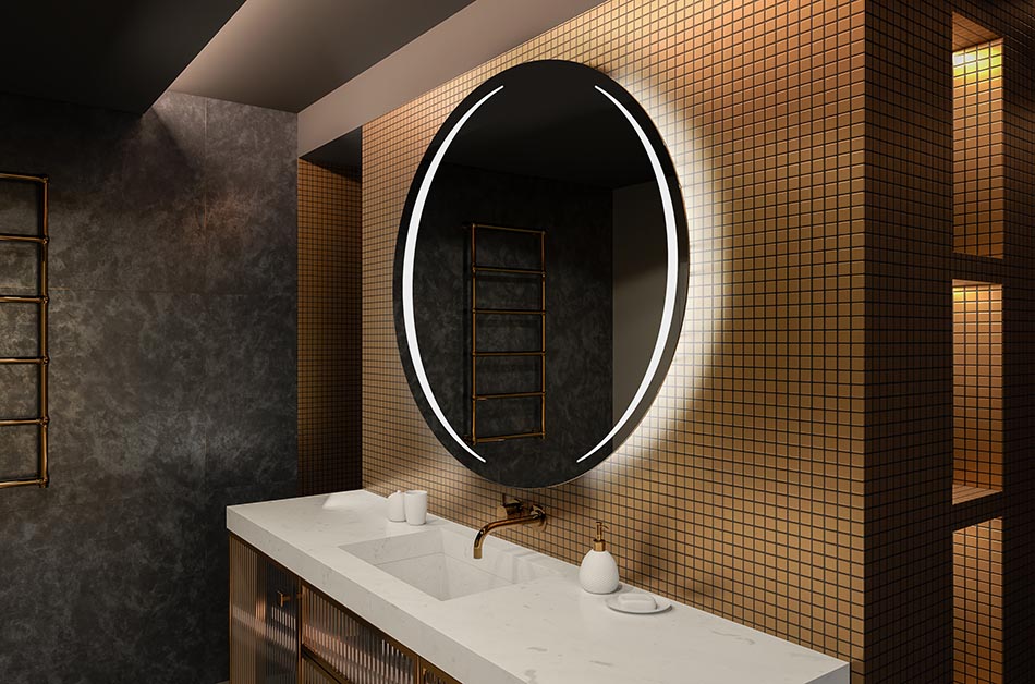 Ümmargune LED-peegel valgustuse ja ideaalse meeleolu loomiseks interjööris | ARTFORMA