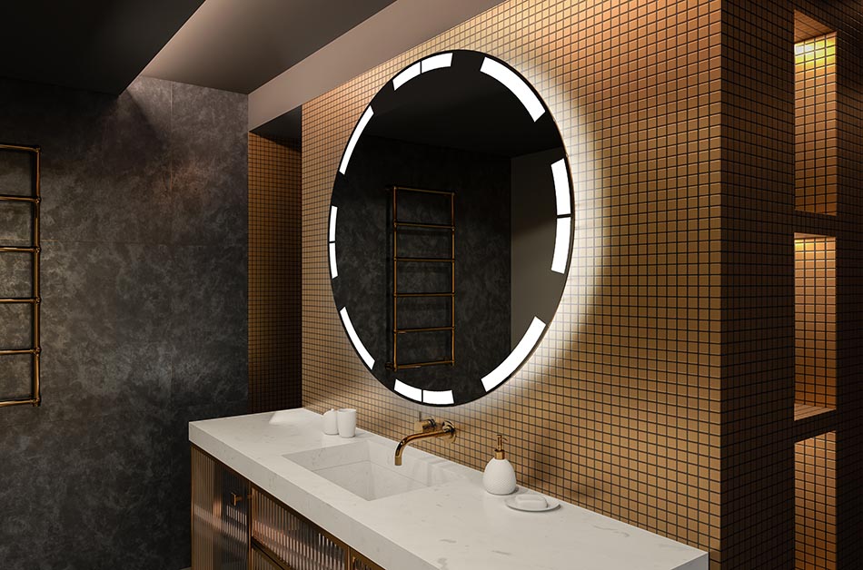 Ümmargune LED-peegel valgustuse ja ideaalse meeleolu loomiseks interjööris | ARTFORMA