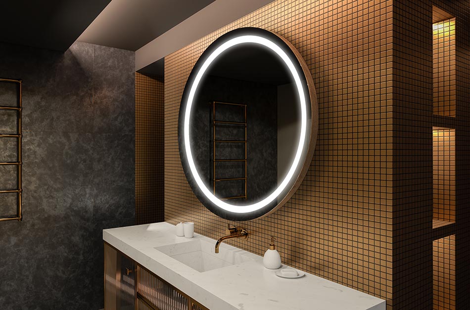 Kaasaegne ümmargune peegel pehme LED-valgusega premium-stiilis | ARTFORMA