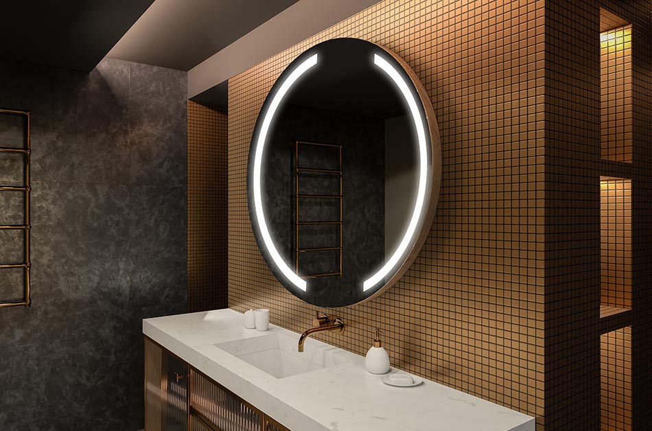 Kaasaegne ümmargune peegel pehme LED-valgusega premium-stiilis | ARTFORMA