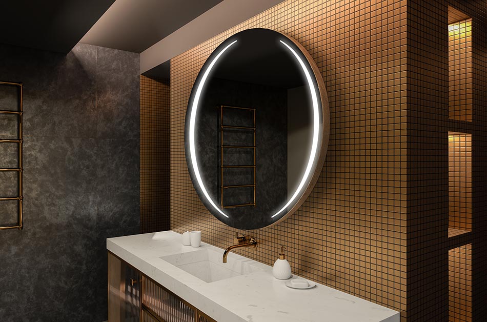 Kaasaegne ümmargune peegel pehme LED-valgusega premium-stiilis | ARTFORMA