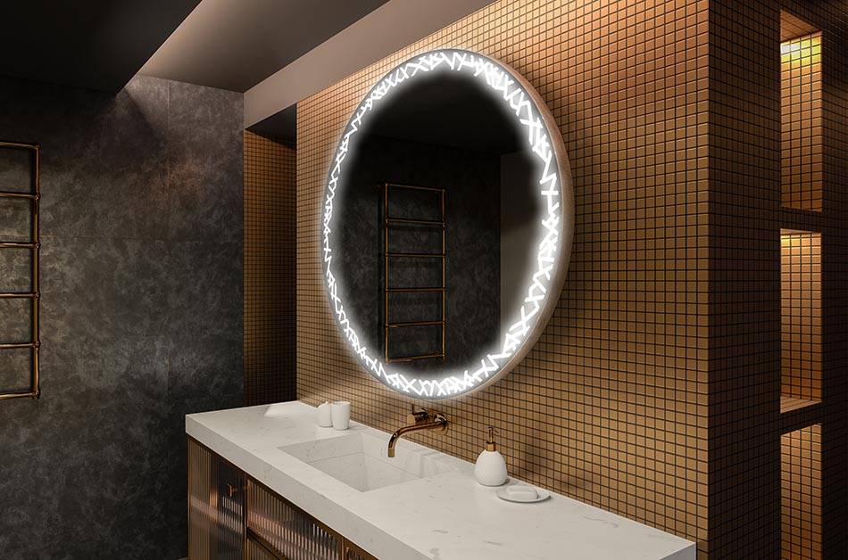 Kaasaegne ümmargune peegel pehme LED-valgusega premium-stiilis | ARTFORMA