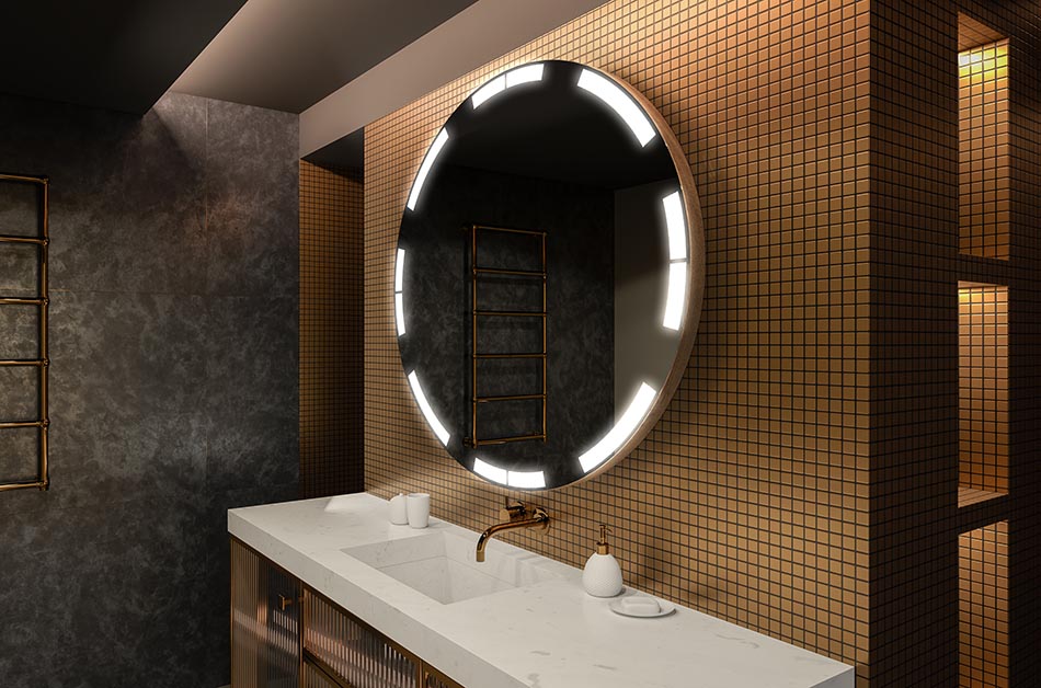 Kaasaegne ümmargune peegel pehme LED-valgusega premium-stiilis | ARTFORMA