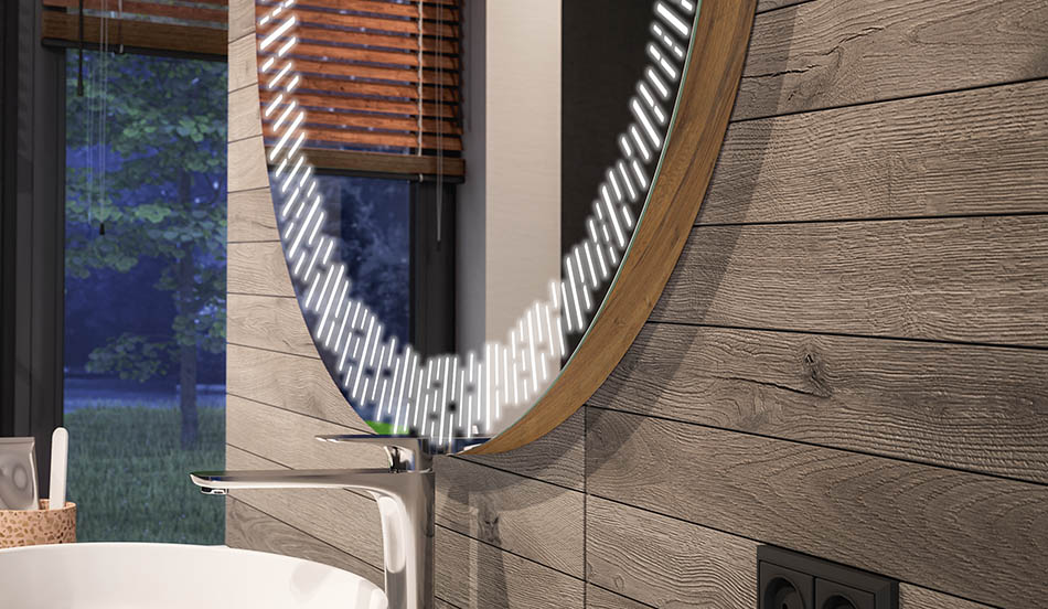Ümmargune LED-peegel ambient-efektiga ja elegantse hajutatud valgusega | ARTFORMA