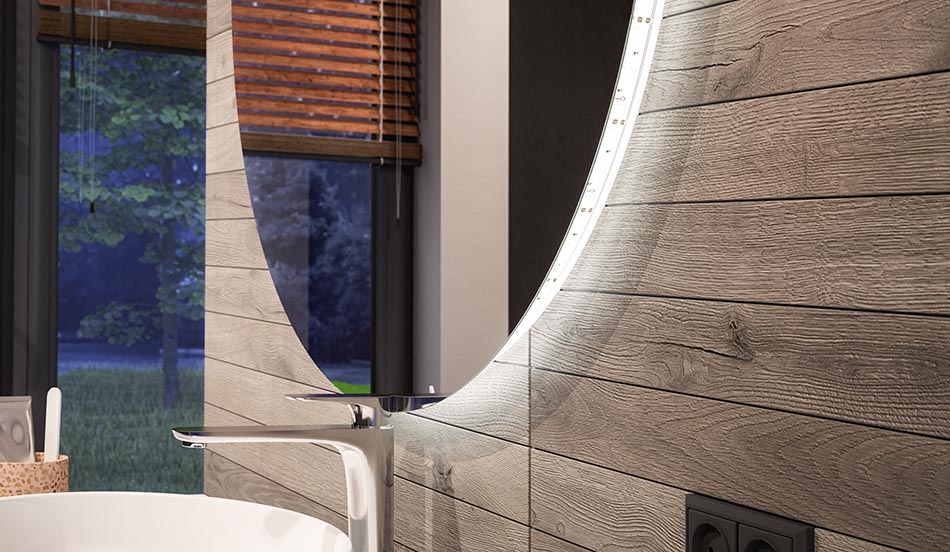 Ümmargune LED-peegel ambient-efektiga ja elegantse hajutatud valgusega | ARTFORMA