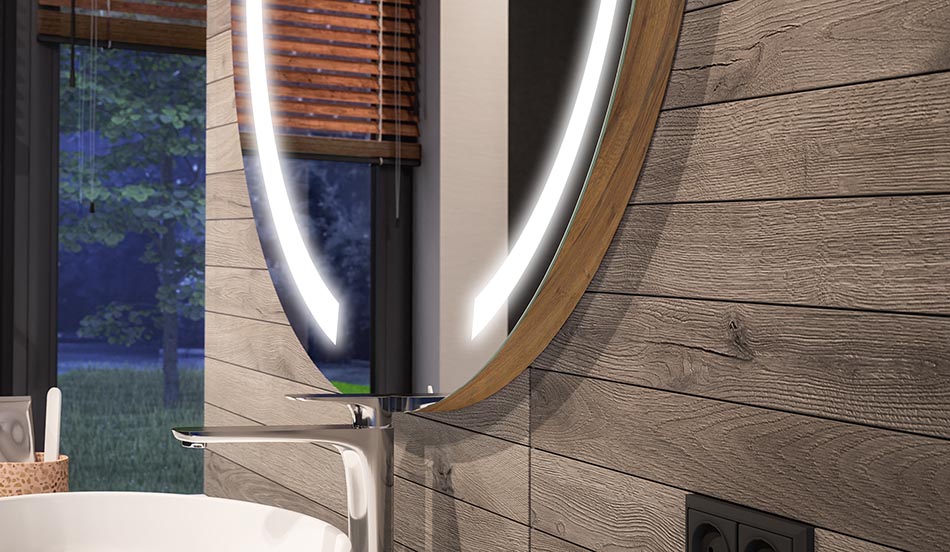 Ümmargune LED-peegel ambient-efektiga ja elegantse hajutatud valgusega | ARTFORMA