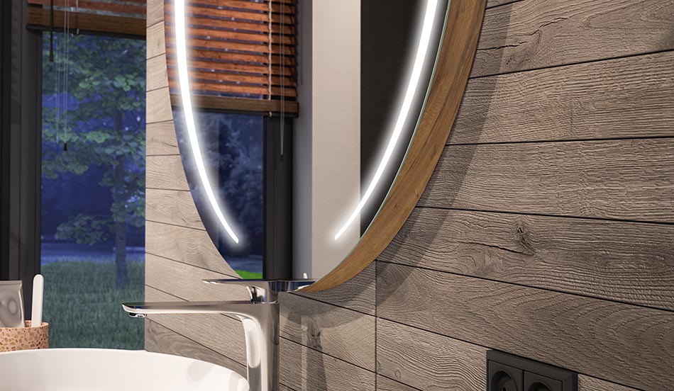 Ümmargune LED-peegel ambient-efektiga ja elegantse hajutatud valgusega | ARTFORMA