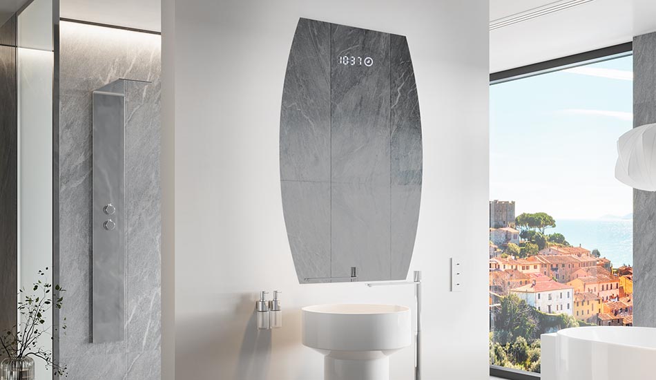 Ebakorrapärane peegel õrna ambient-valgustusega elegantsesse interjööri | ARTFORMA