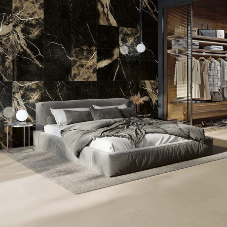 Suurformaadiline gres-plaat 120x270 cm, mattmust, kuldse joonega, rektifitseeritud A4H196 Pierre Black #4
