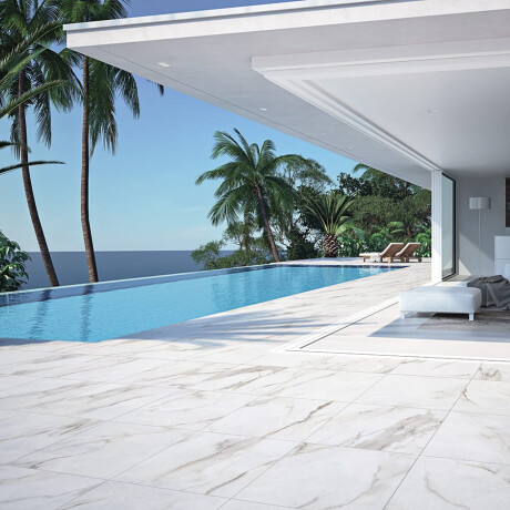 Suurformaadiline keraamiline plaat 120x280, valge marmor hallide soontega, läikiv A4H462 Calacatta #1