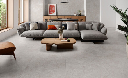Põrandaplaat 100x100, travertiin, ristlõigatud, matt, hall A4H497 Chrono Grey