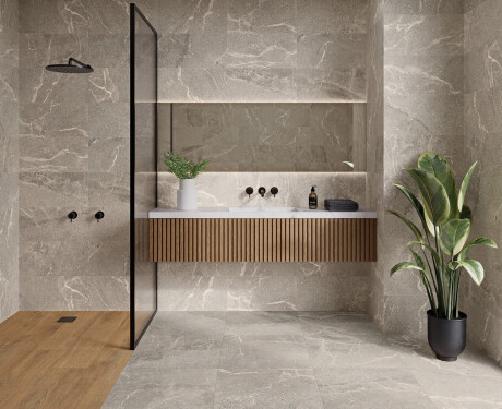 Veeniga kivikeraamiline põrandaplaat 100x100, matt, hall A4H506 Volterra Grey