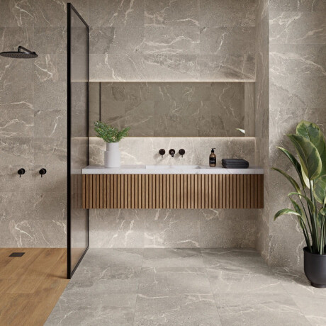 Veeniga kivikeraamiline põrandaplaat 100x100, matt, hall A4H506 Volterra Grey #1