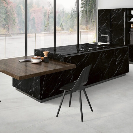 Suurformaadiline keraamiline plaat 120x280, must marmor valgetega soontega, läikiv A4H687 Markina Black #7