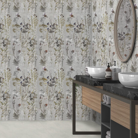Seinale paigaldatav gres 60x120 cm, hall, lillemustritega, matt, A4H919 Glame #2