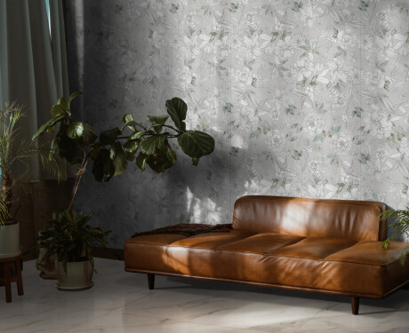 Seinale mõeldud gres 60x120 cm, hall, lillemustritega, matt, A4H923 Lirio