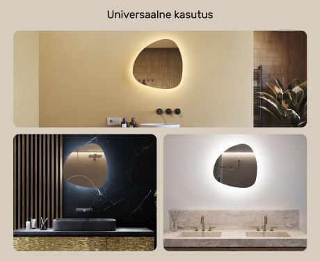 Ebaregulaarne peegel LED valgustatud dekoratiivne disain 54x54cm jaheda LED värviga 7000K, sooja värviga 3000K või neutraalse värviga 4500K #2