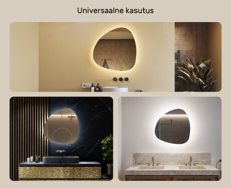 Ebaregulaarne peegel LED valgustatud dekoratiivne disain 74x74cm jaheda LED värviga 7000K, sooja värviga 3000K või neutraalse värviga 4500K. #2