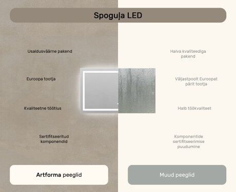 Disaineri taustavalgustusega LED-vannitoa peegel L15 120x80cm - SmartScreen, DualColor, Demister #3