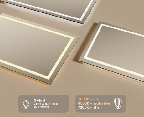 Designer Backlit LED Vannitoa peegel 120x70cm jaheda LED värviga 7000K, sooja värviga 3000K või neutraalse värviga 4500K. #3