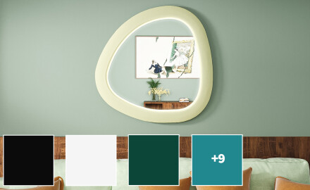 LED-peegel ebakorrapärase kujuga ja lakitud MDF-raamiga L308