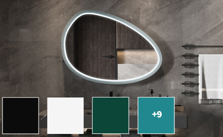 Asümmeetriline LED-peegel lakitud MDF-raamis L310