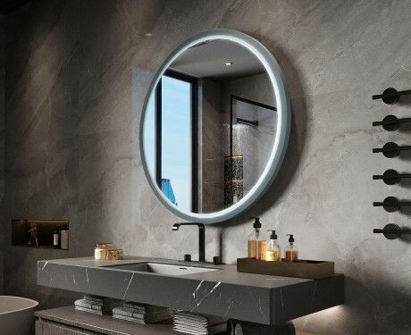 Ümmargune LED-peegel lakitud MDF-raamis L306