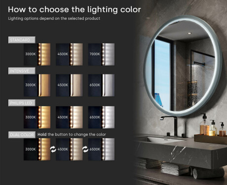 Ümmargune LED-peegel lakitud MDF-raamis L306 #5