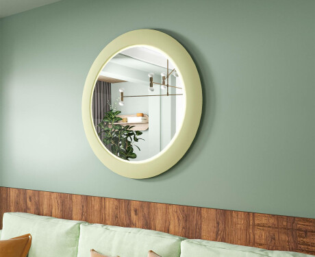 LED-peegel MDF-iga ümmarguses, lakitud raamis L306