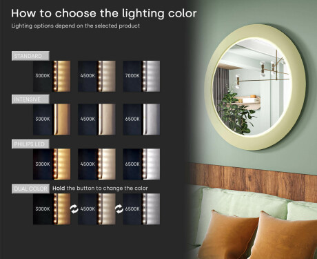 LED-peegel MDF-iga ümmarguses, lakitud raamis L306 #5