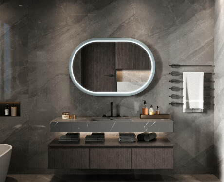 Staadionikujuline LED-peegel lakitud MDF-raamis L307 #2