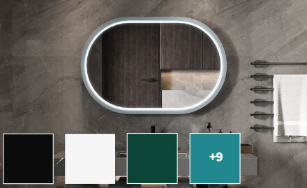 Staadionikujuline LED-peegel lakitud MDF-raamis L307