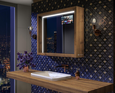 Vannitoa peegel LED-valgusega WoodenFrame