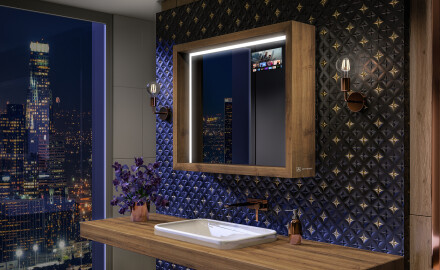 Vannitoa peegel LED-valgusega WoodenFrame