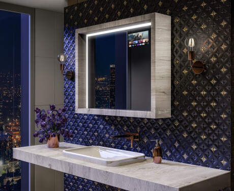 LED-vannitoapeegel WoodenFrame raamiga, Oslo tamme toonis