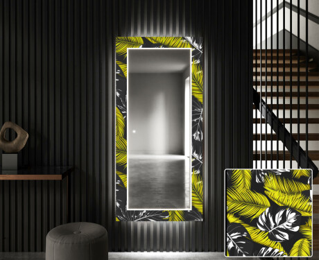 Tagantjärele valgustatud dekoratiivne peegel koridori jaoks - Kuldne džungel