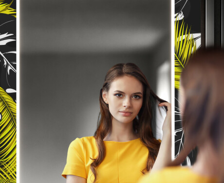 Tagantjärele valgustatud dekoratiivne peegel koridori jaoks - Kuldne džungel #10