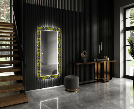 Tagantjärele valgustatud dekoratiivne peegel koridori jaoks - Kuldne džungel #2