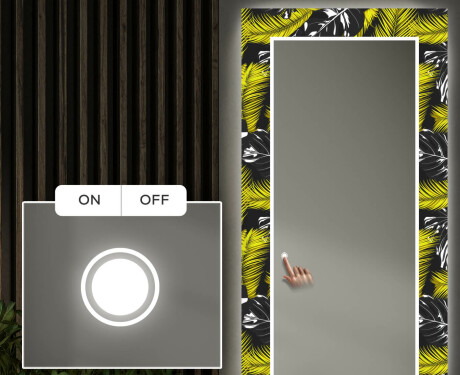 Tagantjärele valgustatud dekoratiivne peegel koridori jaoks - Kuldne džungel #3