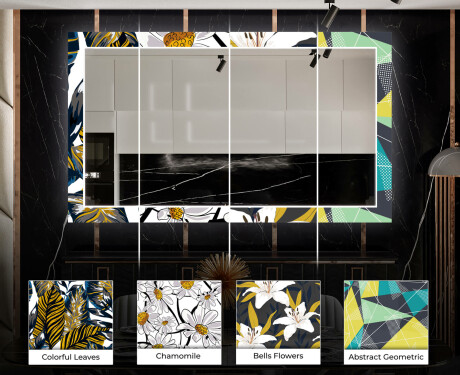 Tagantjärele valgustatud dekoratiivne peegel koridori jaoks - Kuldne džungel #5