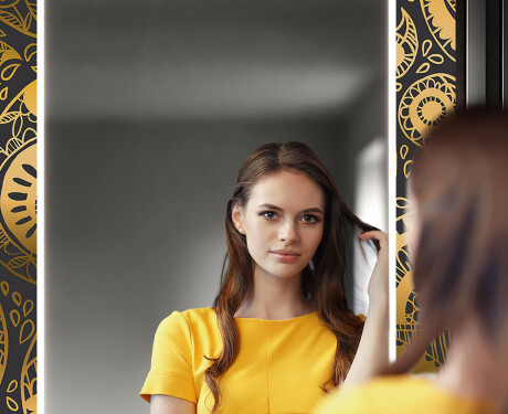 Tagantjärele valgustatud dekoratiivne peegel koridori jaoks - Vana muster #10