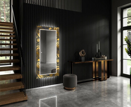 Tagantjärele valgustatud dekoratiivne peegel koridori jaoks - Vana muster #2