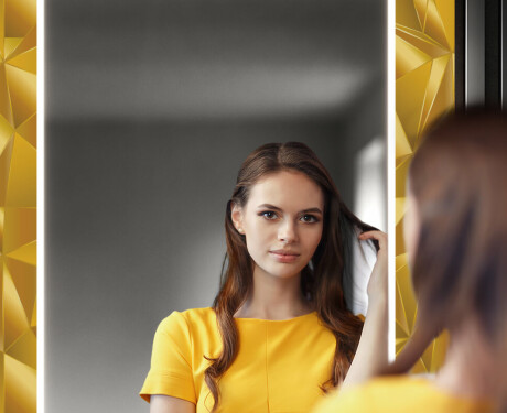 Tagantjärele valgustatud dekoratiivne peegel koridori jaoks - kuldsed kolmnurgad #10