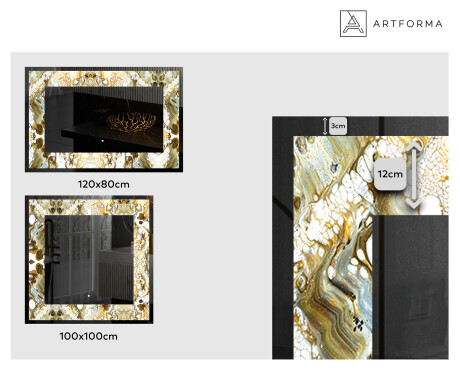Backlit Decorative Mirror - Kuldsed triibud #2