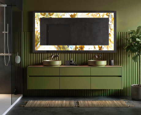 Backlit Decorative Mirror - Kuldsed triibud #3