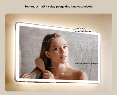 Disaineri taustavalgustusega LED-vannitoa peegel 100x70cm kahe värvi, puutetundliku lüliti, Demister, Bluetooth-kõlariga - L141 #5