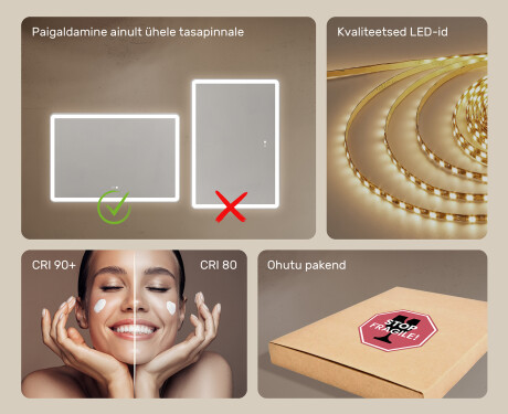 Disaineri taustavalgustusega LED-vannitoa peegel 100x70cm kahe värvi, puutetundliku lüliti, Demister, Bluetooth-kõlariga - L141 #6
